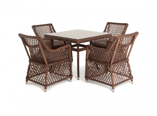 "Айриш" обеденная группа плетеная на 4 персоны, цвет коричневый в Набережных Челнах