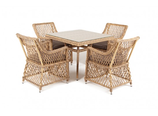 "Айриш" обеденная группа плетеная на 4 персоны, цвет соломенный в Набережных Челнах