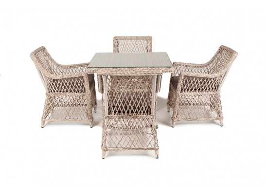 "Айриш" обеденная группа плетеная на 4 персоны, цвет бежевый в Набережных Челнах