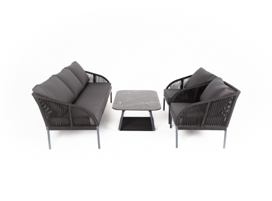 "Канны" лаунж-зона 5-местная плетеная из роупа (веревки), цвет темно-серый в Набережных Челнах