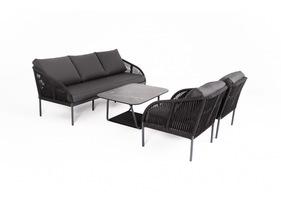 "Канны" лаунж-зона 5-местная плетеная из роупа (веревки), цвет темно-серый в Набережных Челнах