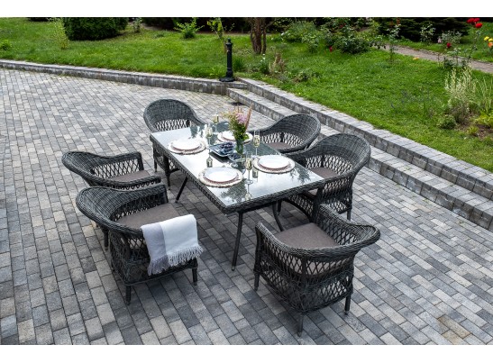"Амароне" обеденная группа из искусственного ротанга на 6 персон, цвет графит в Набережных Челнах