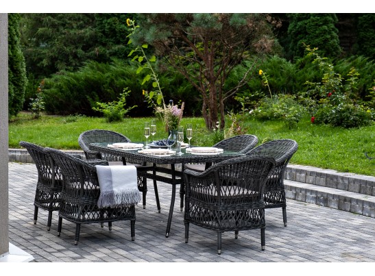 "Амароне" обеденная группа из искусственного ротанга на 6 персон, цвет графит в Набережных Челнах