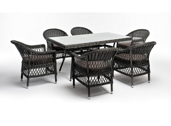 "Амароне" обеденная группа из искусственного ротанга на 6 персон, цвет графит в Набережных Челнах