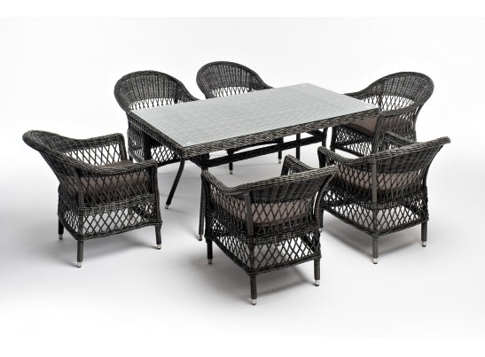 "Амароне" обеденная группа из искусственного ротанга на 6 персон, цвет графит в Набережных Челнах