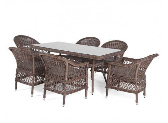 "Амароне" обеденная группа из искусственного ротанга на 6 персон, цвет коричневый в Набережных Челнах "Амароне" обеденная группа из искусственного ротанга на 6 персон, цвет коричневый в Набережных Челнах