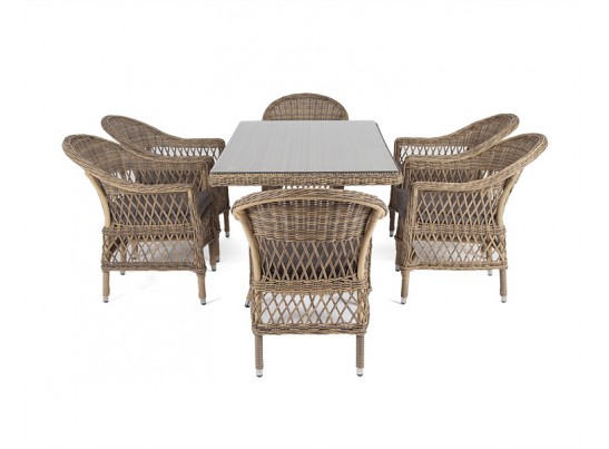 "Амароне" обеденная группа из искусственного ротанга на 6 персон, цвет соломенный в Набережных Челнах