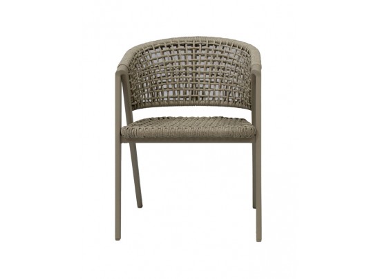"Амстердам" стул плетеный из роупа, каркас алюминий, роуп серый круглый, ткань бежевая в Набережных Челнах