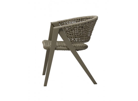 "Амстердам" стул плетеный из роупа, каркас алюминий, роуп серый круглый, ткань бежевая в Набережных Челнах