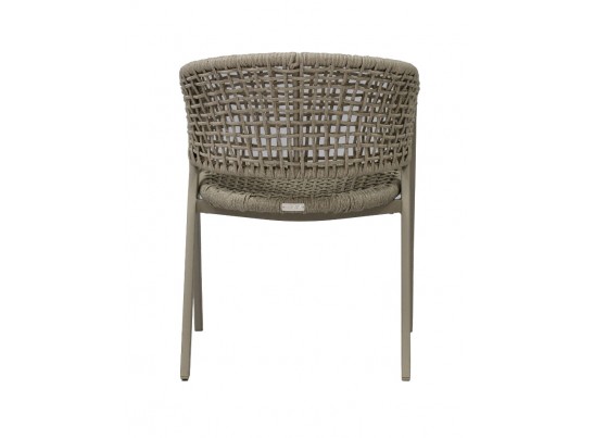 "Амстердам" стул плетеный из роупа, каркас алюминий, роуп серый круглый, ткань бежевая в Набережных Челнах