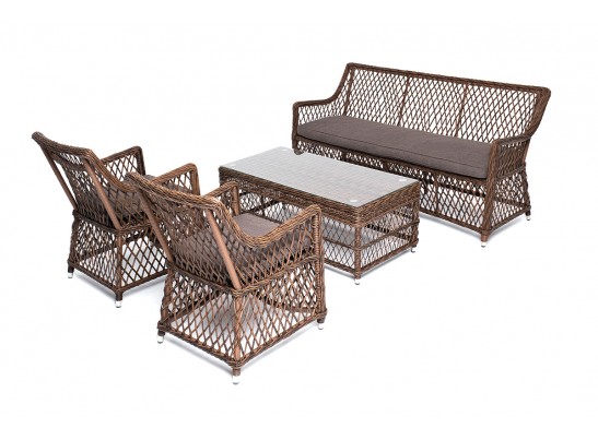 "Асти" лаунж-зона из искусственного ротанга на 4 персоны, цвет коричневый в Набережных Челнах