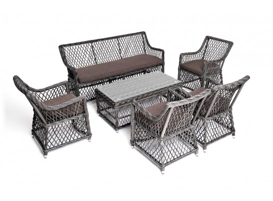 "Асти" лаунж-зона из искусственного ротанга на 6 персоны, цвет графит в Набережных Челнах