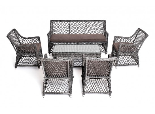 "Асти" лаунж-зона из искусственного ротанга на 6 персоны, цвет графит в Набережных Челнах