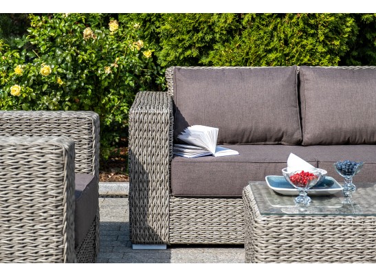 "Боно" диван из искусственного ротанга (гиацинт) трехместный, цвет серый в Набережных Челнах "Боно" диван из искусственного ротанга (гиацинт) трехместный, цвет серый в Набережных Челнах