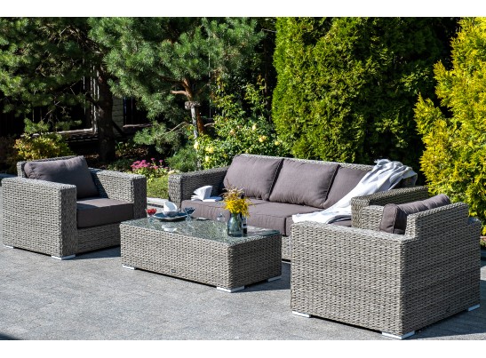 "Боно" диван из искусственного ротанга (гиацинт) трехместный, цвет серый в Набережных Челнах "Боно" диван из искусственного ротанга (гиацинт) трехместный, цвет серый в Набережных Челнах