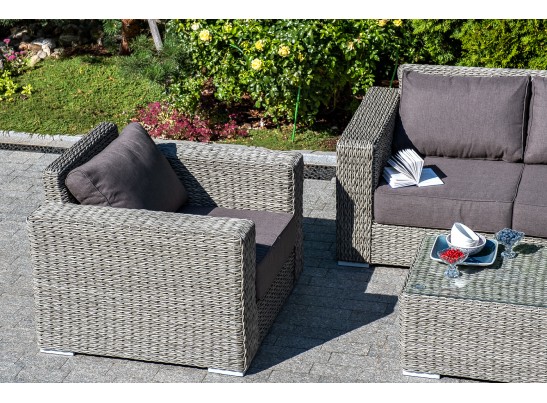 "Боно" лаунж-зона из искусственного ротанга (гиацинт), цвет серый в Набережных Челнах