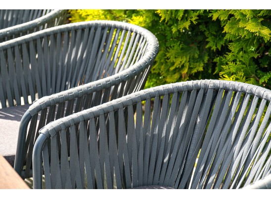 "Бордо" стул плетеный из роупа, каркас из стали серый, роуп серый, ткань серая в Набережных Челнах