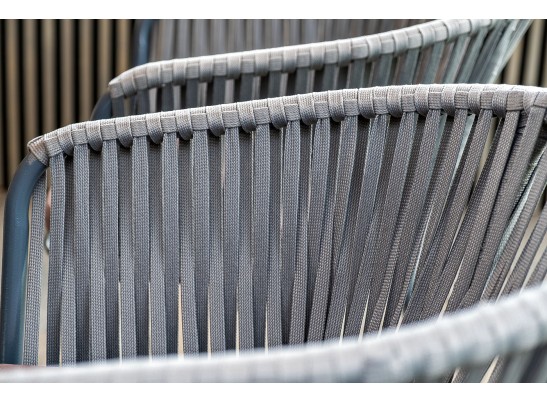 "Бордо" стул плетеный из роупа, каркас из стали серый, роуп серый, ткань серая в Набережных Челнах