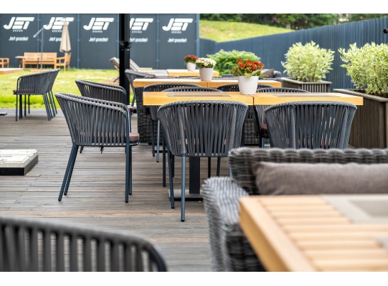 "Бордо" стул плетеный из роупа, каркас из стали серый, роуп серый, ткань серая в Набережных Челнах