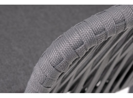 "Бордо" стул плетеный из роупа, каркас алюминий темно-серый (RAL7024) муар, роуп серый 15мм, ткань темно-серая 027 в Набережных Челнах