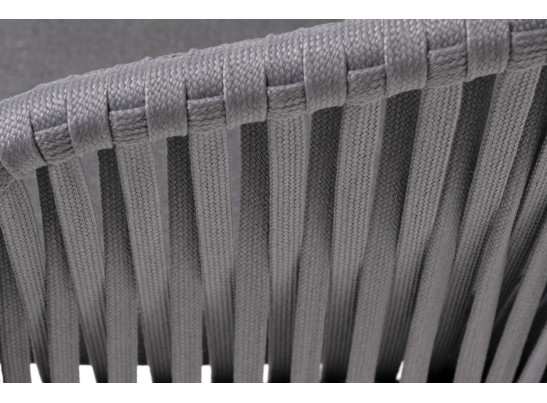 "Бордо" стул плетеный из роупа, каркас алюминий темно-серый (RAL7024) муар, роуп серый 15мм, ткань темно-серая 027 в Набережных Челнах