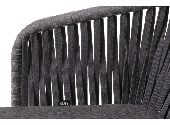 "Бордо" стул плетеный из роупа, каркас алюминий темно-серый (RAL7024) муар, роуп серый 15мм, ткань темно-серая 027 в Набережных Челнах