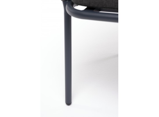 "Бордо" стул плетеный из роупа, каркас алюминий темно-серый (RAL7024) муар, роуп серый 15мм, ткань темно-серая 027 в Набережных Челнах