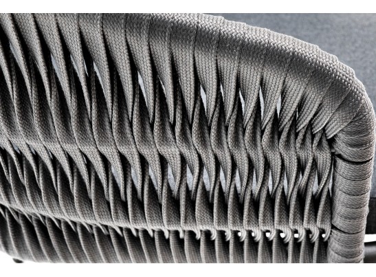 "Бордо" стул плетеный из роупа (колос), каркас алюминий серый (RAL7022) муар, роуп серый 15мм, ткань темно-серая 027 в Набережных Челнах