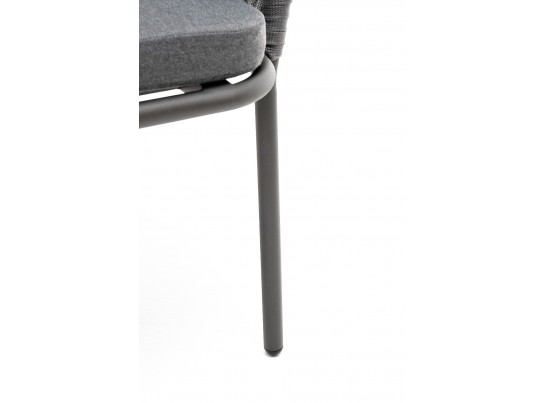 "Бордо" стул плетеный из роупа (колос), каркас алюминий серый (RAL7022) муар, роуп серый 15мм, ткань темно-серая 027 в Набережных Челнах