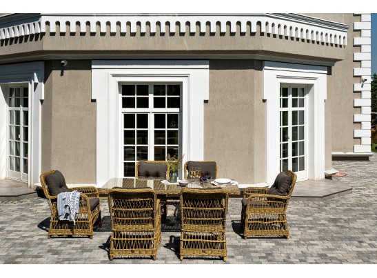 "Цесена" обеденная группа плетеная из искусственного ротанга, цвет соломенный в Набережных Челнах