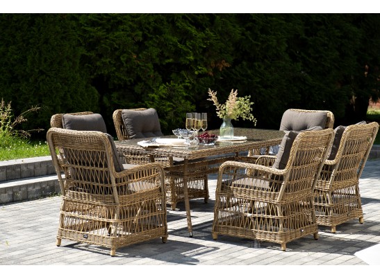 "Цесена" обеденная группа плетеная из искусственного ротанга, цвет соломенный в Набережных Челнах