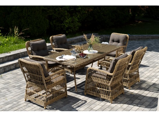 "Цесена" обеденная группа плетеная из искусственного ротанга, цвет соломенный в Набережных Челнах