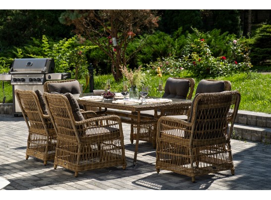 "Цесена" обеденная группа плетеная из искусственного ротанга, цвет соломенный в Набережных Челнах