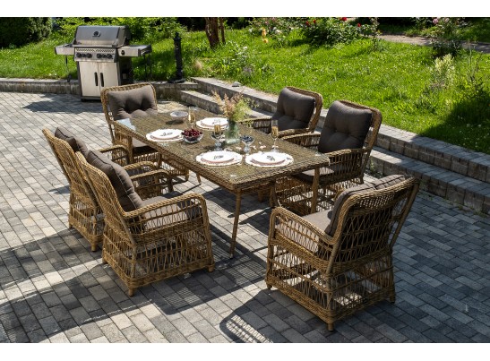 "Цесена" обеденная группа плетеная из искусственного ротанга, цвет соломенный в Набережных Челнах