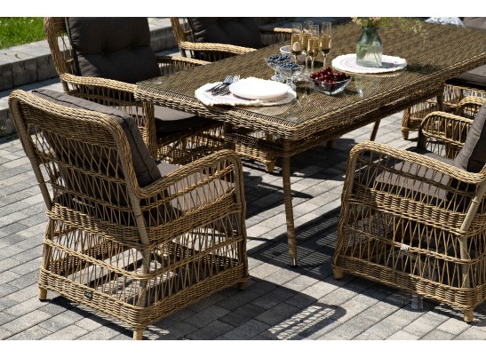 "Цесена" обеденная группа плетеная из искусственного ротанга, цвет соломенный в Набережных Челнах