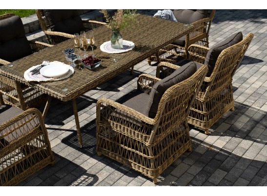 "Цесена" обеденная группа плетеная из искусственного ротанга, цвет соломенный в Набережных Челнах