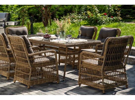 "Цесена" обеденная группа плетеная из искусственного ротанга, цвет соломенный в Набережных Челнах