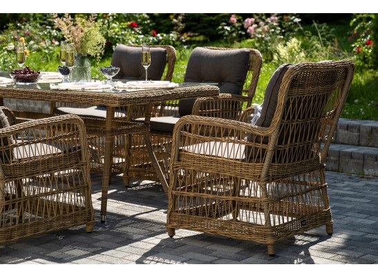 "Цесена" обеденная группа плетеная из искусственного ротанга, цвет соломенный в Набережных Челнах