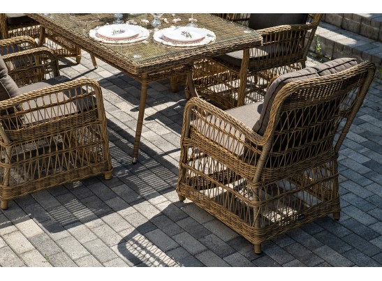 "Цесена" обеденная группа плетеная из искусственного ротанга, цвет соломенный в Набережных Челнах