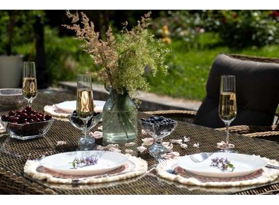 "Цесена" обеденная группа плетеная из искусственного ротанга, цвет соломенный в Набережных Челнах