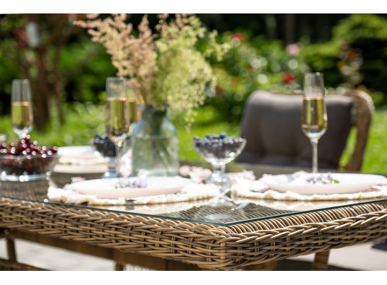 "Цесена" обеденная группа плетеная из искусственного ротанга, цвет соломенный в Набережных Челнах