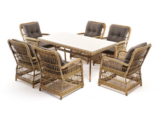 "Цесена" обеденная группа плетеная из искусственного ротанга, цвет соломенный в Набережных Челнах