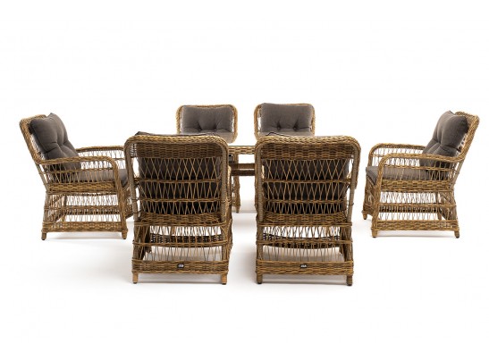 "Цесена" обеденная группа плетеная из искусственного ротанга, цвет соломенный в Набережных Челнах