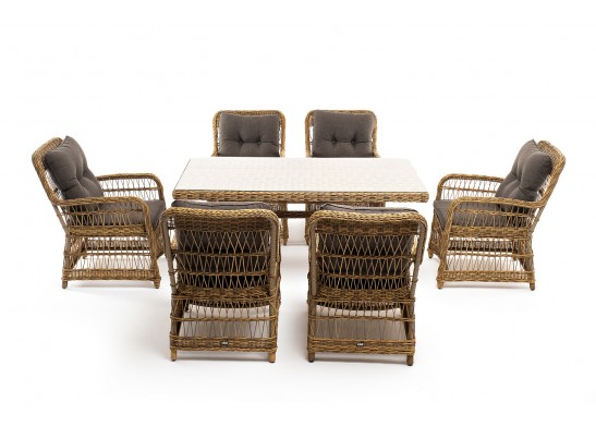 "Цесена" обеденная группа плетеная из искусственного ротанга, цвет соломенный в Набережных Челнах