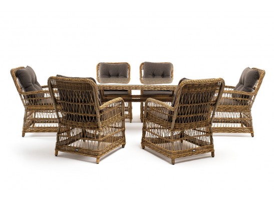 "Цесена" обеденная группа плетеная из искусственного ротанга, цвет соломенный в Набережных Челнах