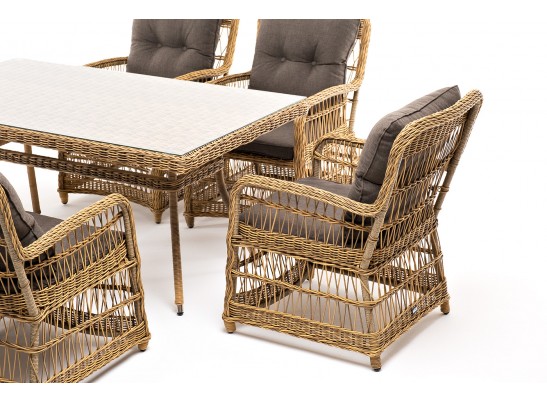 "Цесена" обеденная группа плетеная из искусственного ротанга, цвет соломенный в Набережных Челнах