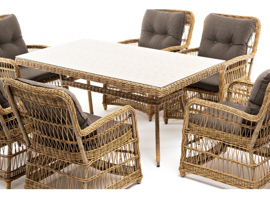 "Цесена" обеденная группа плетеная из искусственного ротанга, цвет соломенный в Набережных Челнах