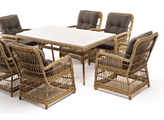 "Цесена" обеденная группа плетеная из искусственного ротанга, цвет соломенный в Набережных Челнах