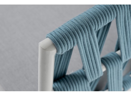 "Диего" диван 2-местный плетеный из роупа, каркас алюминий светло-серый (RAL7035) муар, роуп бирюзовый круглый, ткань светло-серая в Набережных Челнах