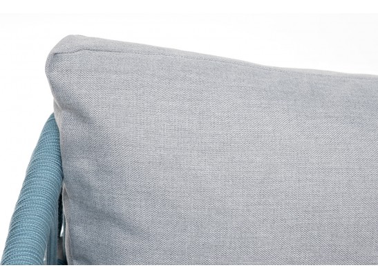 "Диего" диван 2-местный плетеный из роупа, каркас алюминий светло-серый (RAL7035) муар, роуп бирюзовый круглый, ткань светло-серая в Набережных Челнах